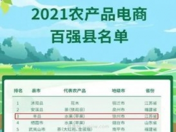 豐縣榮獲“2021年農(nóng)產(chǎn)品電商百強縣”第三名